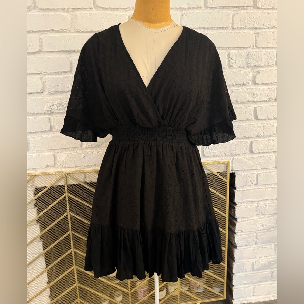 NWT Size Large En Creme Black Mini Eyelet Dress